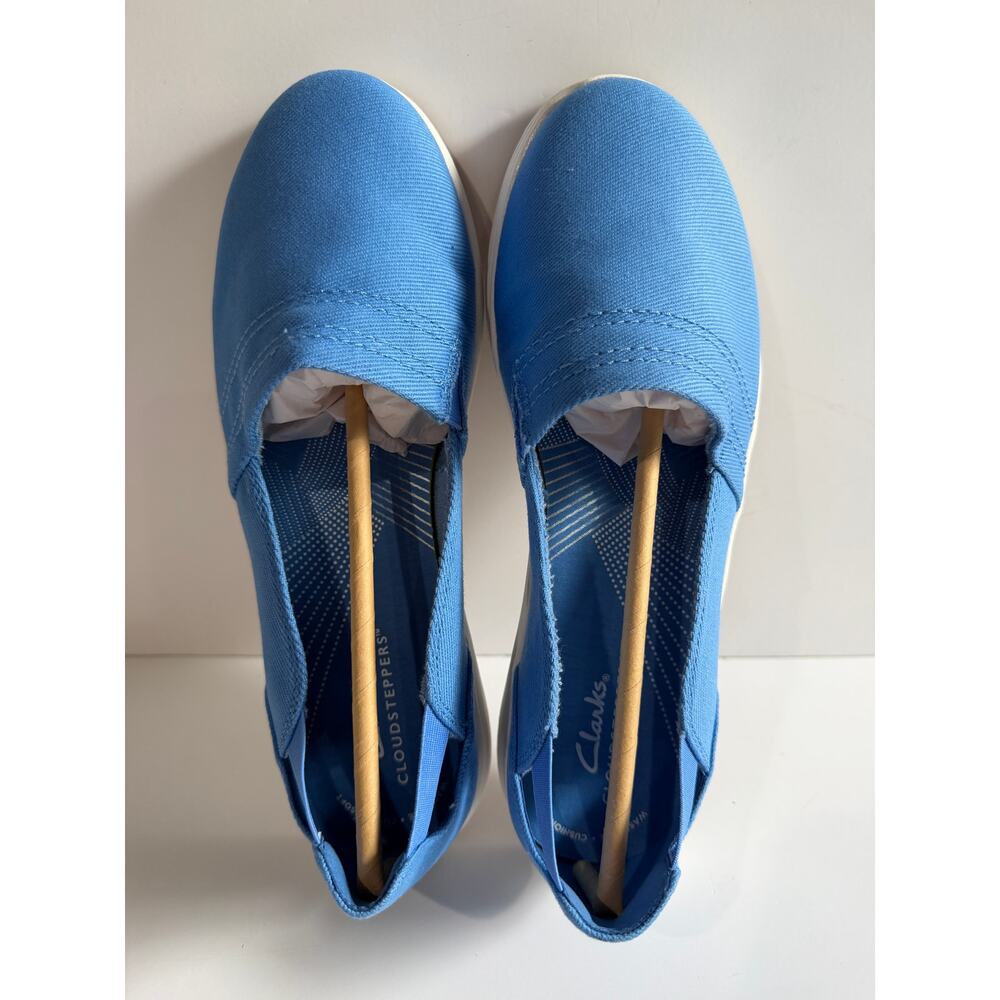 Clarks Cloudsteppers Breeze Step II Slip On Sneakers Blue Canvas Sz 9 WIDE NEW - Picture 6 of 8